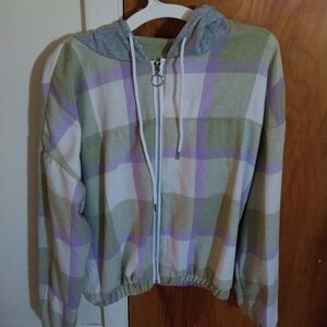 Plaid Zip Up Hoodie Never Worn